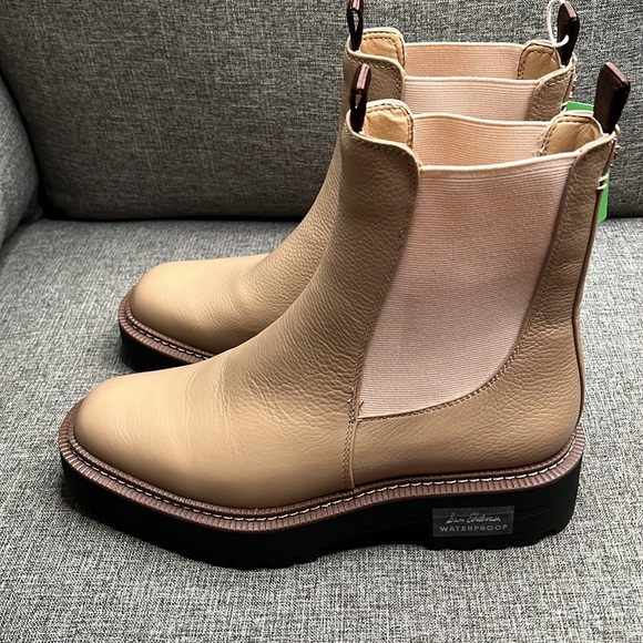 SAM EDELMAN Laguna Waterproof Lug Sole Chelsea Boot Sesame Leather Size 7 1/2 - Picture 7 of 13